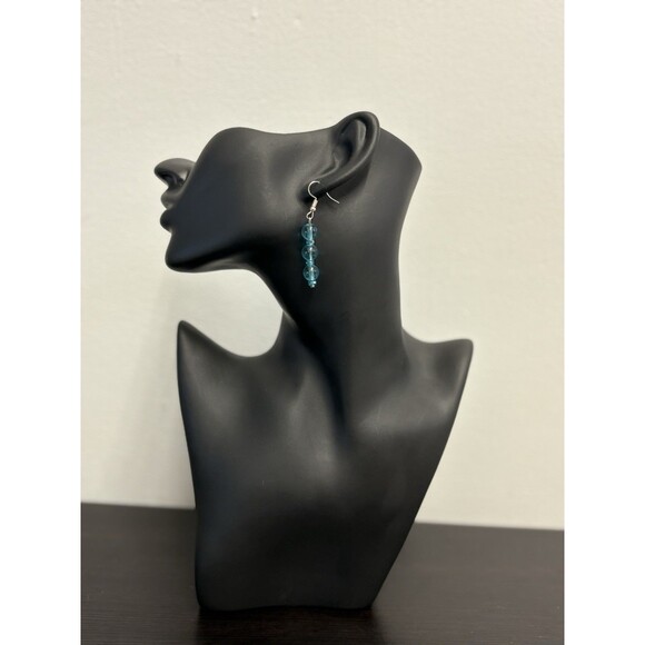 Blue Glass Bead Earrings Dangle Drop Hook Chic - Picture 9 of 12